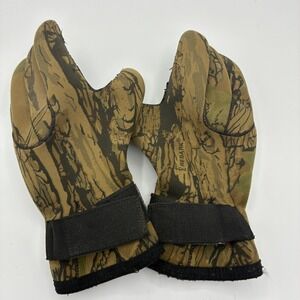 Trebark Camo Neoprene Hunting Gloves XL Pop Top Mitten Grip Palm Vintage